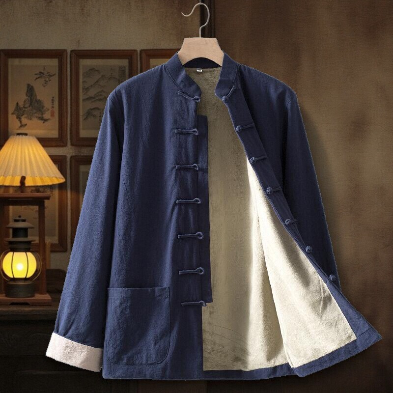 中国风中式复古盘扣居士服汉服冬
