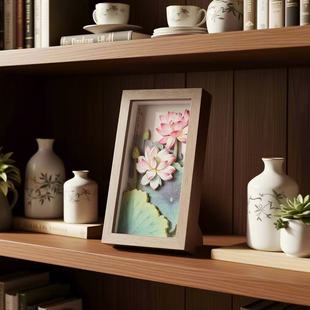 池莲纳福春节贺礼中式非遗纸艺纸雕画客厅玄关新年装饰画