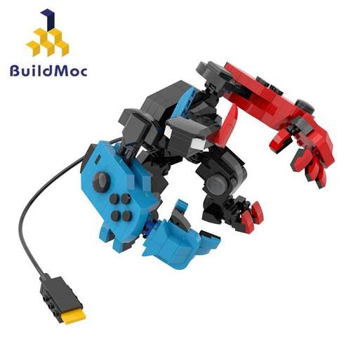 BuildMoc儿童创意积木玩具任天堂switch游戏机变身机甲小颗粒积木