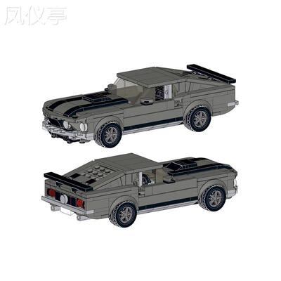 MOC-71725兼容speed系列8格赛车福特野马Boss拼装积木模型男