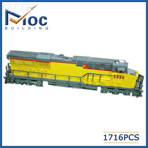 创意MOC小颗粒积木MOC-36031联合太平洋ES44AC火车列车拼搭玩具