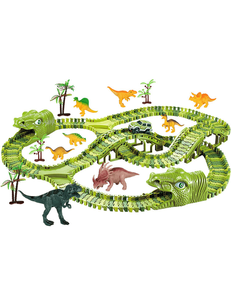 DINOSAUR PARADISE PANSHAN HIGHWAY ELECTRIC RAIL CAR SLIDING THROUGH THE BIG ADVENTURE CHILDRENS TOY CAR BOY 2 PUZZLE 3