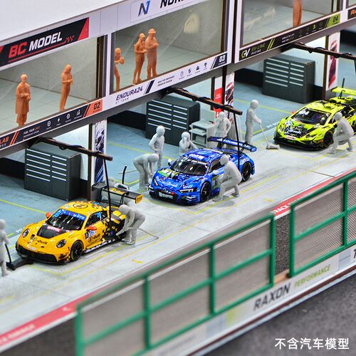 车库迷你展示盒1:64比例汽车模型场景手工微缩赛车场P房维修区版