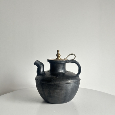 几多黑陶藏区传统手作大容量茶壶3L