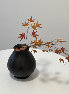 几多黑陶手作柴烧花瓶花插摆件复古花瓶诧寂摆件