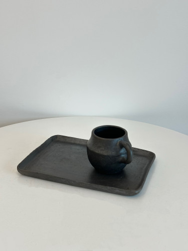 几多黑陶手作长方形平盘托盘（23CM*17CM）