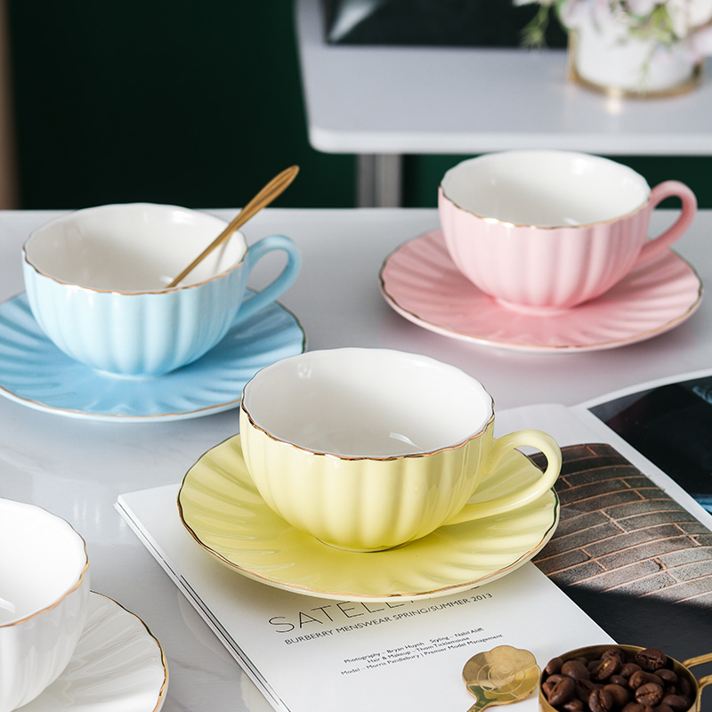 欧式小奢华描金卡布奇诺咖啡杯碟