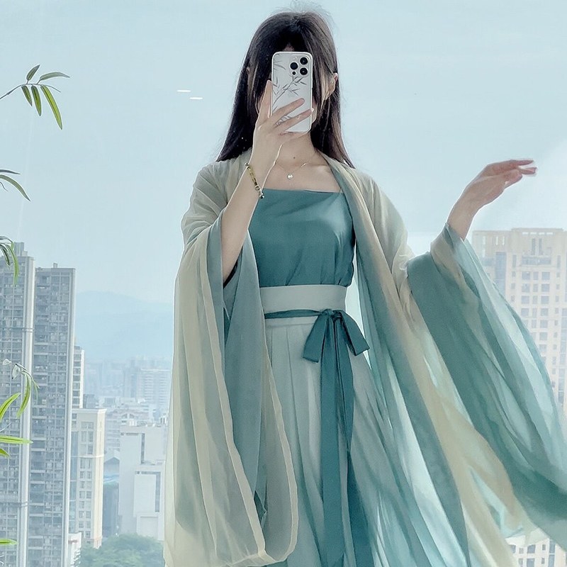(青黛)原创汉服女宋制大袖长衫百褶裙吊带日常仙气清冷风夏,女装/女士精品,汉服半身裙,淘宝优惠券,粉丝福利购,淘宝优惠卷