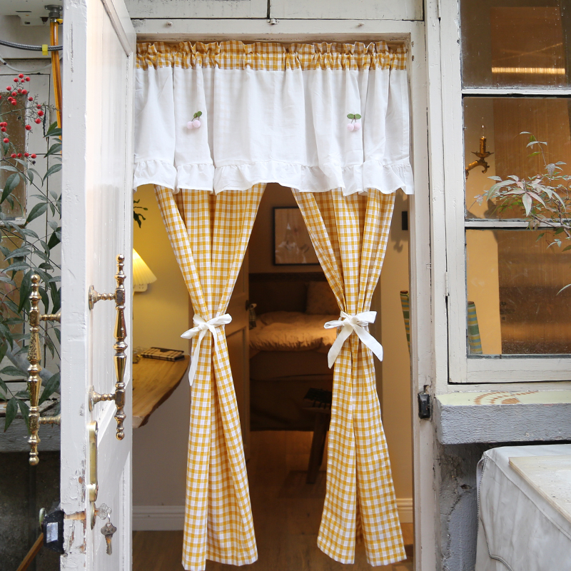 穿杆美式乡村布艺半帘清新