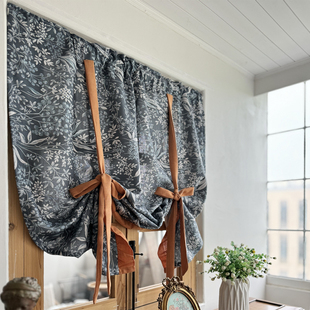 初夏蓝莓果实提拉帘厨房小窗帘半帘门帘免打孔穿杆挂钩定制粘贴