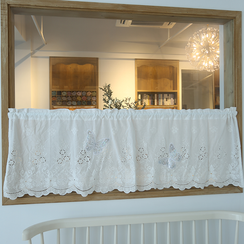 鸢尾乡旅美式绣花半帘