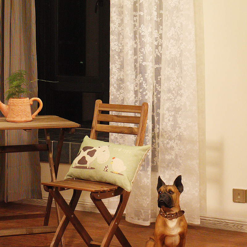 【定制】鸢尾乡旅美式外贸蕾丝复古小碎花窗纱帘纯色窗帘厨窗纱