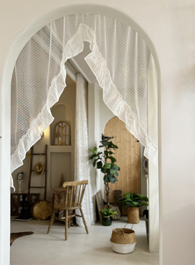 安纳西翅膀帘拱形长幔半帘美式厨房窗帘门帘穿杆可定制