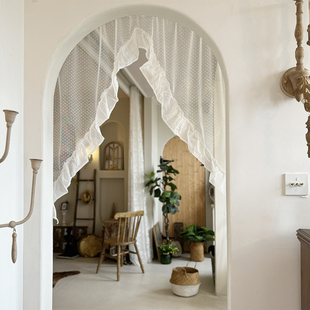 安纳西翅膀帘拱形长幔半帘美式厨房窗帘门帘穿杆可定制