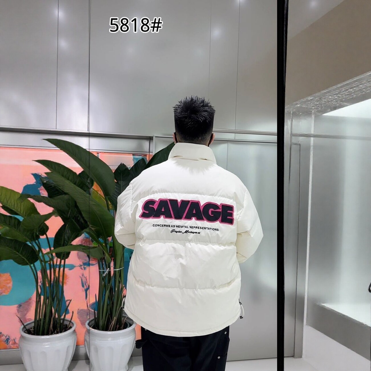 美式chic复古字母印花设计羽羽绒服