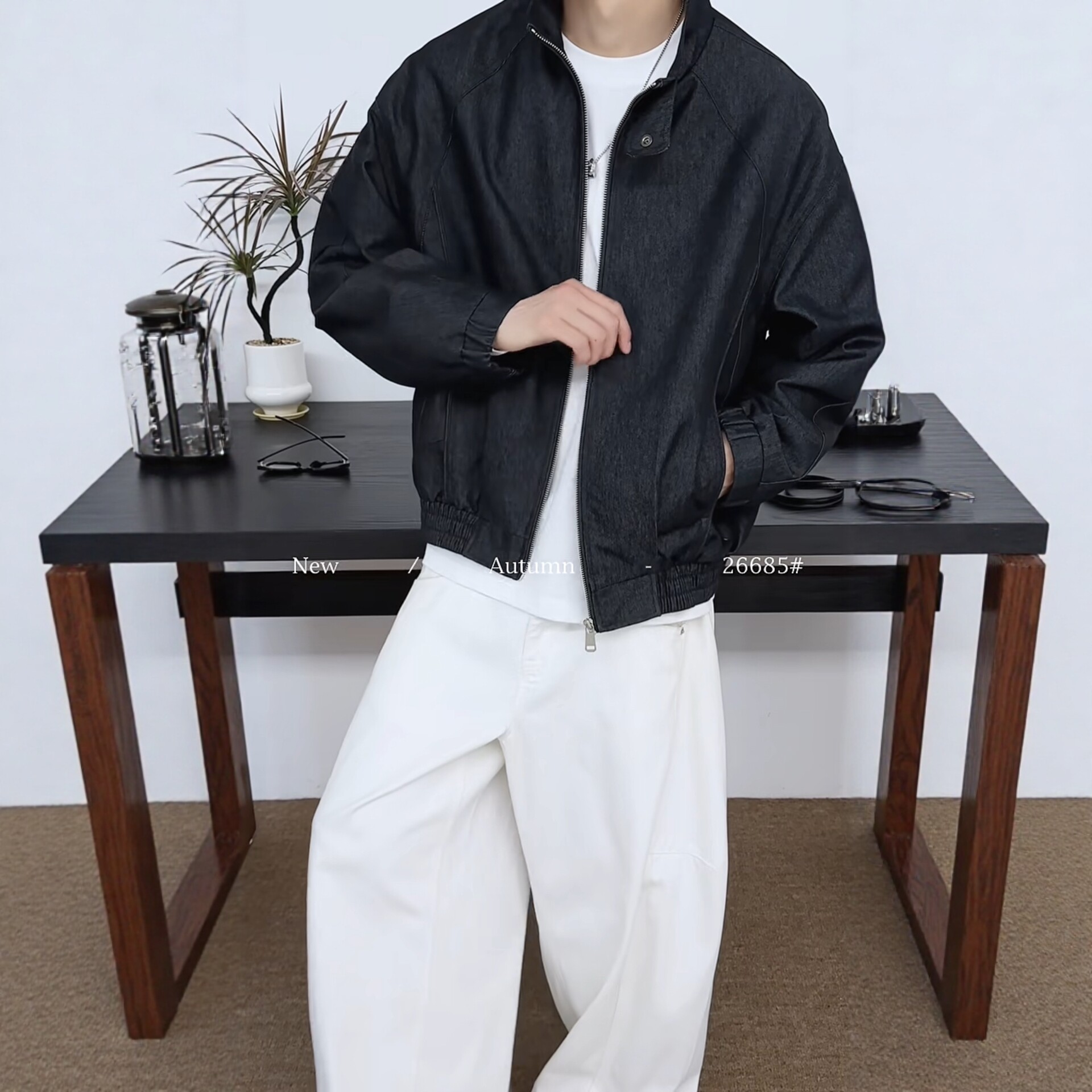 高级感男士立领夹克潮流休闲时尚2026秋季新款拉链外套高品质男装
