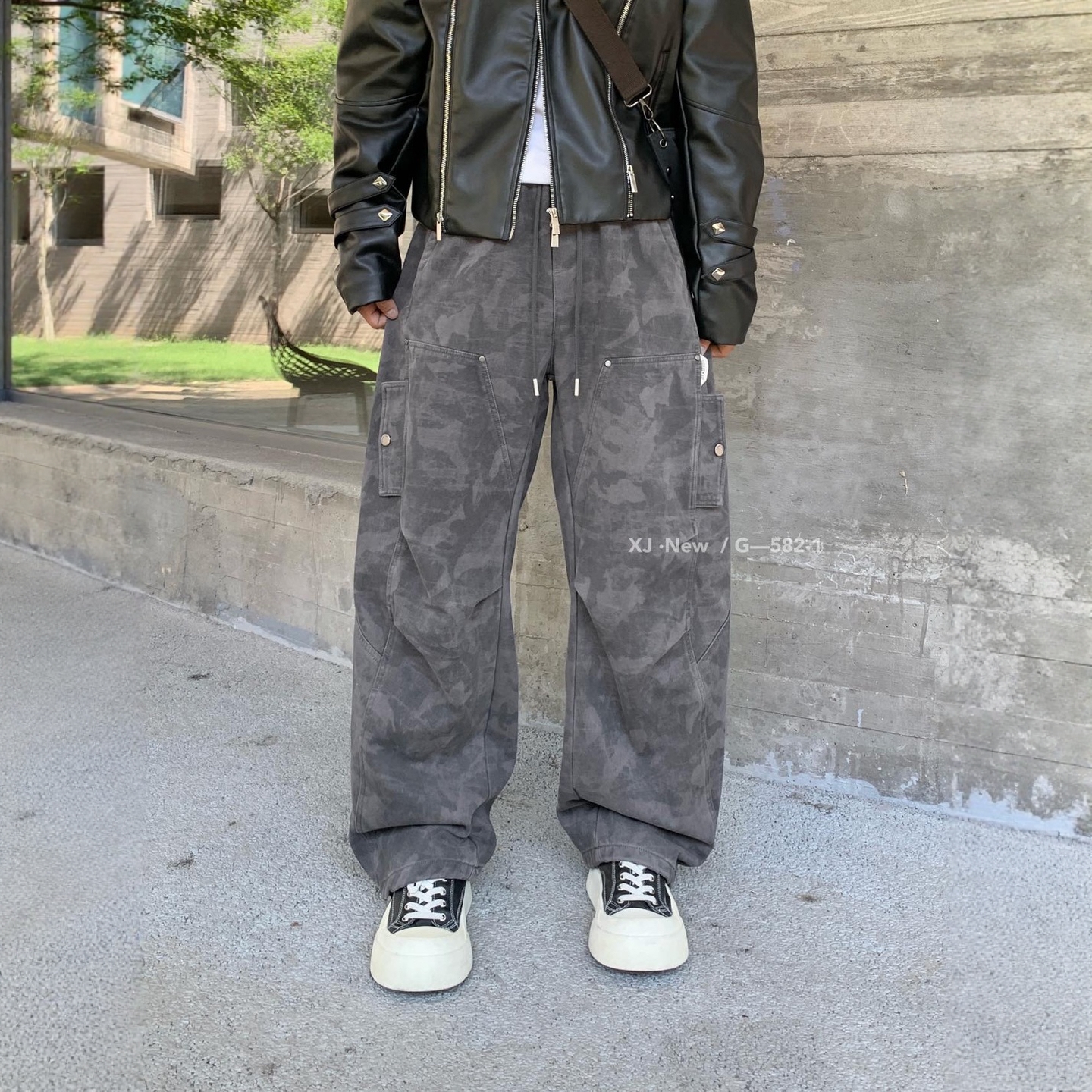 迷彩伞兵裤男款2025秋冬美式工装裤高街cleanfit阔腿直筒休闲长裤