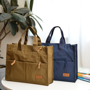 新款 学生手提袋轻便大容量初中生补习袋结实A4拎书袋美术袋子 横版