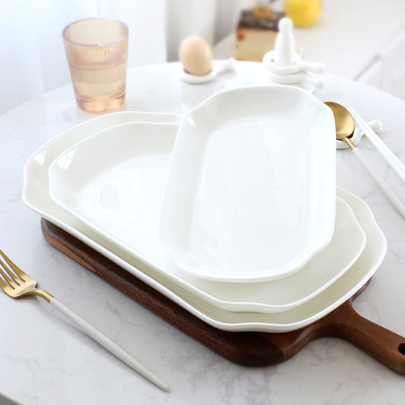 纯白骨瓷鱼盘家用蒸鱼盘子大盘子剁椒鱼头方形深盘,餐饮具,盘,淘宝优惠券,粉丝福利购,淘宝优惠卷