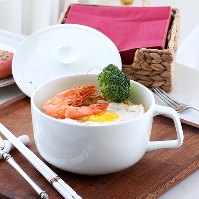 陶瓷饭盒带把手的碗食堂打饭专用