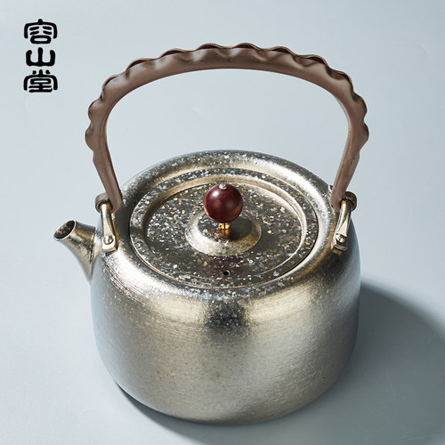 容山堂纯钛茶壶大号泡茶铜钮银