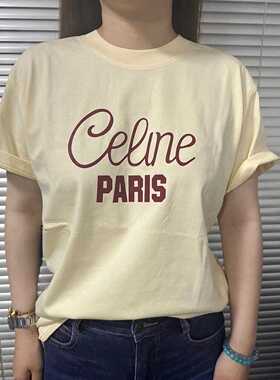 简约字母印花百搭休闲短袖圆领上衣白色独特别致宽松纯棉女T恤衫