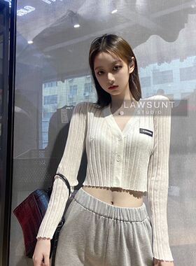 【现货】LJ短款b@m风针织微透甜酷长袖开衫防晒罩衫修身显瘦20新