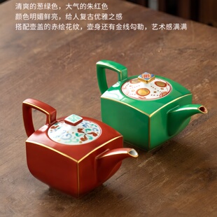 同合进口藏珍窑萌葱描金后手陶瓷茶壶日式高档手工泡茶壶功夫茶具