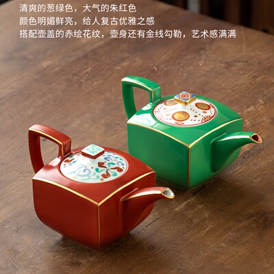 同合进口藏珍窑萌葱描金后手陶瓷茶壶日式高档手工泡茶壶功夫茶具