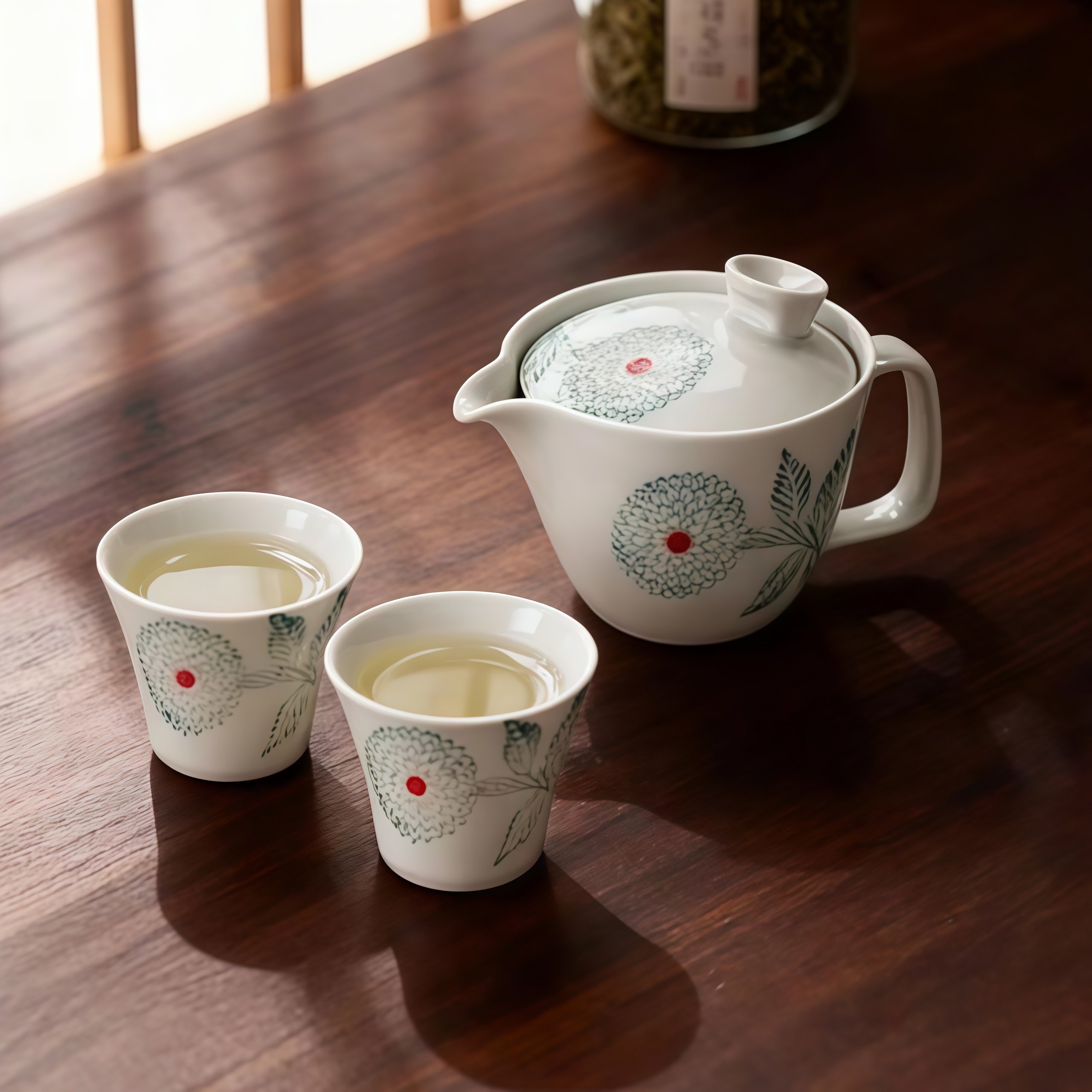同合日本进口大丽花陶瓷茶具套装日式手工田园风小清新茶壶茶杯