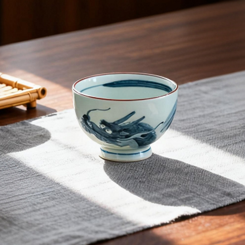 同合进口中式手绘龙纹茶杯青花瓷功夫茶具单杯品茗杯茶艺个人专用,餐饮具,茶杯,淘宝优惠券,粉丝福利购,淘宝优惠卷