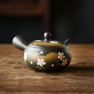 手工家用泡茶壶防烫过滤小清新茶具 日本进口常滑烧侧把急须壶日式