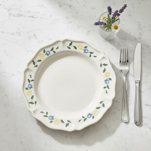 日本进口studio M苏拉花形大盘复古田园风手绘花朵陶瓷盘子西餐盘