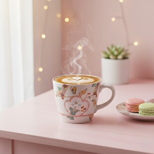 日本进口九谷烧花语颂春马克杯日式手工手绘咖啡杯高颜值女生茶杯