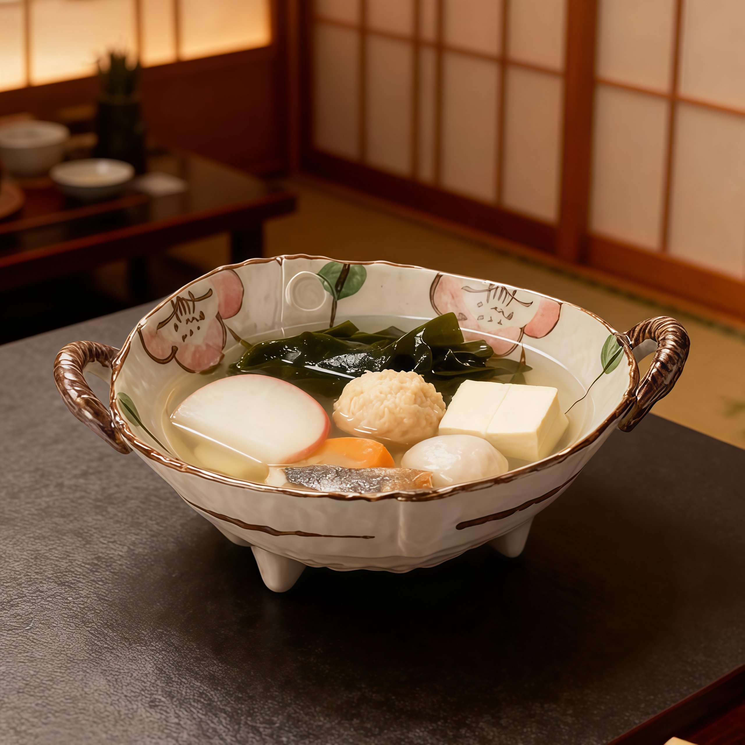 同合日本进口陶瓷双耳大深菜盘防烫家用日式汤钵沙拉碗山茶花餐具