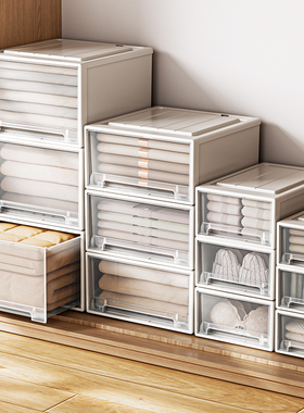 抽屉式收纳箱透明衣柜衣服收纳柜家用内衣收纳盒塑料衣物整理箱子