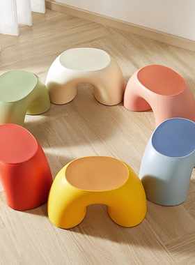 小凳子家用矮凳北欧宝宝塑料板凳浴室加厚防滑创意儿童彩虹小椅子