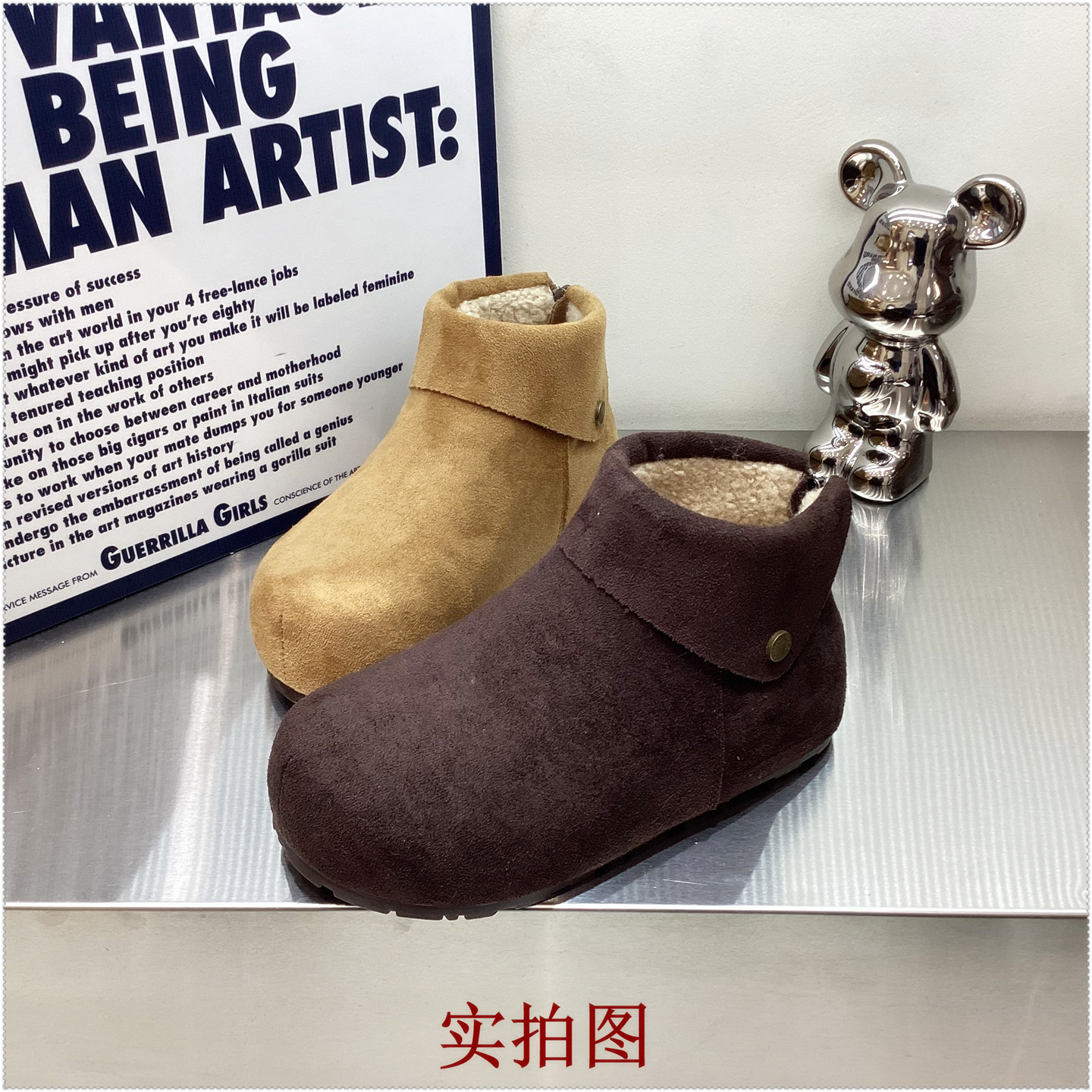 2025冬加绒保暖勃肯鞋雪地靴高帮鞋女鞋厚底复古休闲鞋多多后拉链