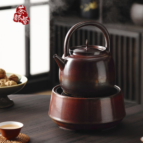 明德园手拉窑变陶壶煮茶壶