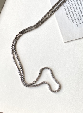 西洋古董银链925银有银标盒子项链Vintage