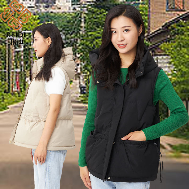 北迪羽绒服女马甲连帽白鸭绒促销
