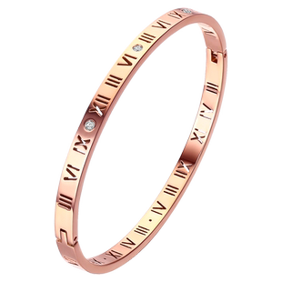 高级感镂空罗马数字手镯女镀金钛钢手链简约百搭小众设计手环男生