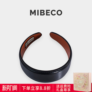 Becomi轻奢小众2026年新款 发箍高品质小羊皮质宽边发卡棕色头饰女