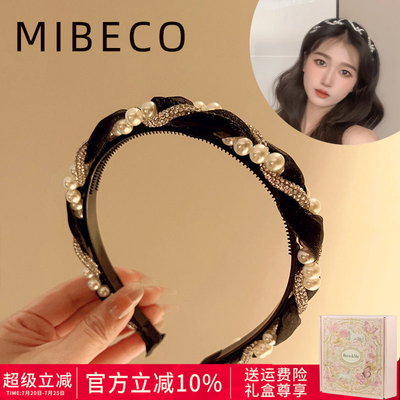 巴洛克复古珍珠刘海发夹发箍蕾丝女士头箍女新款气质高级公主头饰