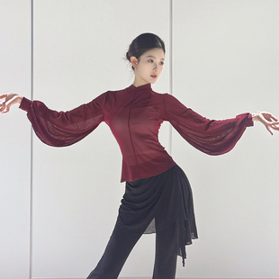 古典舞灯笼袖上衣2026新款舞蹈服身韵练功服春节演出服中国舞网纱