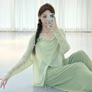 古典舞身韵纱衣夏季现代舞宽松罩衫荡领舞蹈服中国舞飘逸蝴蝶网纱