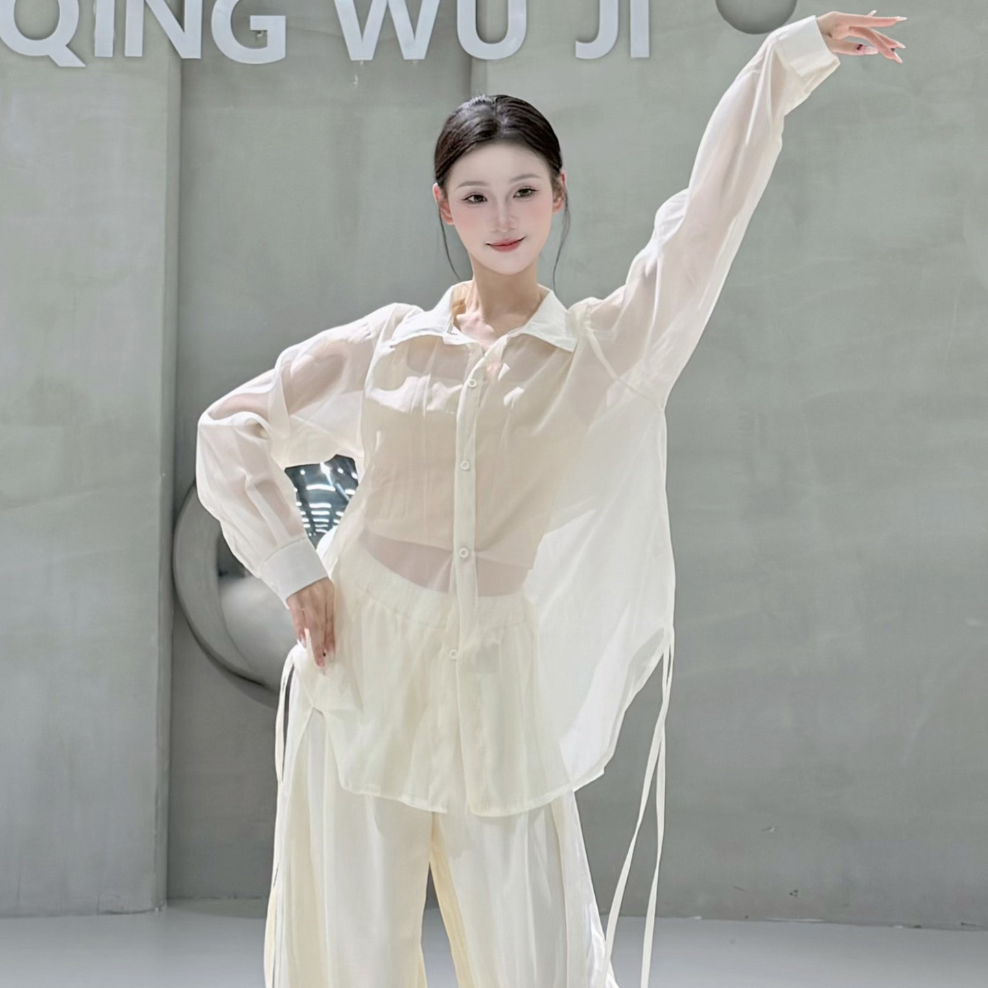 衣霓子现代舞衬衫男女同款可外穿