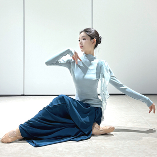 古典舞上衣半高领显瘦秋冬现代舞服装中国舞长袖练功服形体训练服
