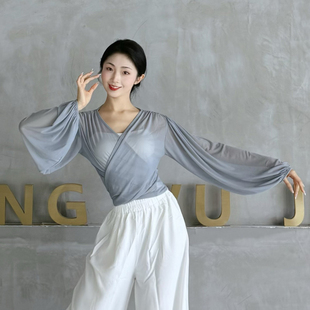 古典舞纱衣长袖舞蹈上衣秋天新款网红跳舞服装现代舞罩衫练功服