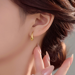 999纯银镀金耳环女小众设计感ins风耳钩耳钉简约百搭送女友礼物